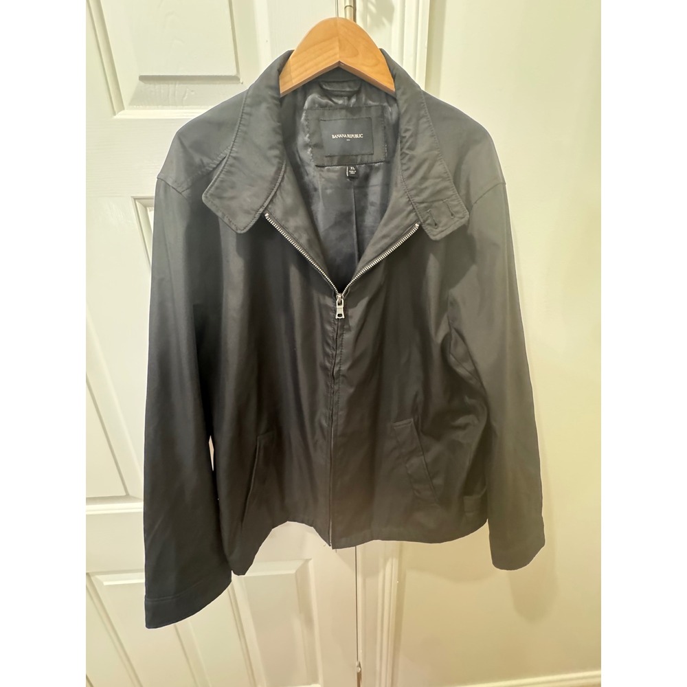 Banana Republic Mens Black Full Zip Harrington Jacket XL Classic‎ Collar